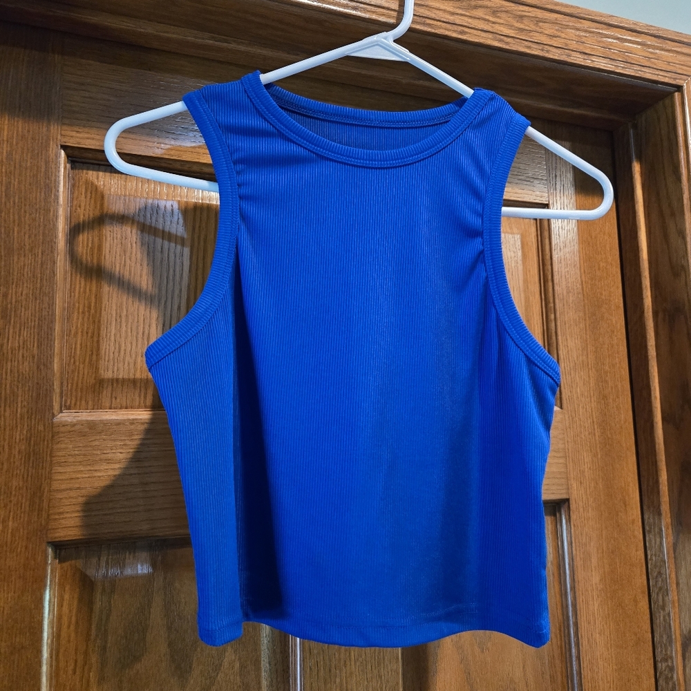 SHEIN Blue Fitted Crop Tank Top - Picture 3 of 9